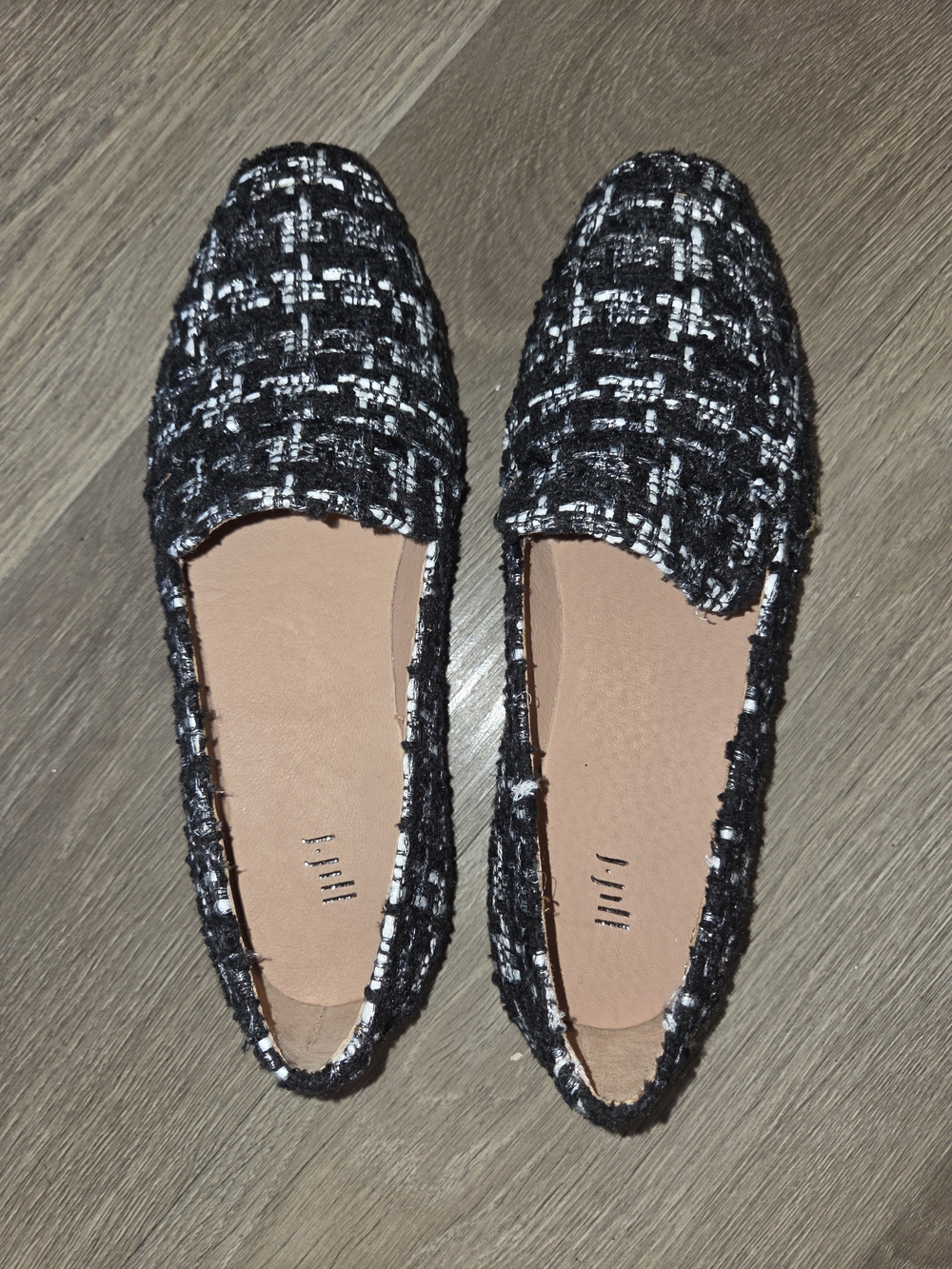 J.Jill Black & White Tweed Bouclé Loafers